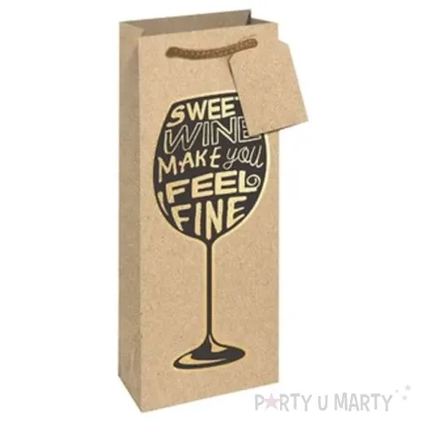 torebka na butelke kraft butelka sweet wine bez partypal 34x12x10 cm