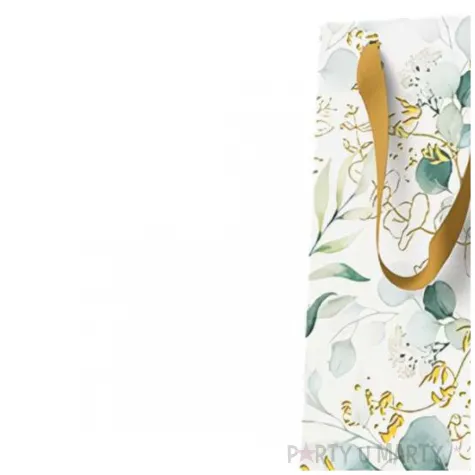 torebka na butelke liscie eukaliptusa bialy paw 37x12 cm