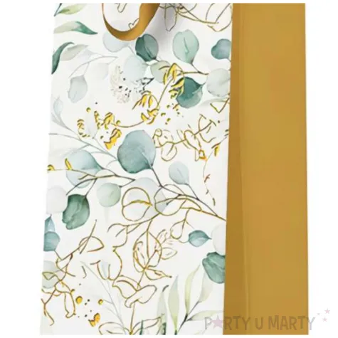 torebka na butelke liscie eukaliptusa bialy paw 37x12 cm