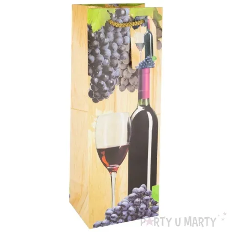 torebka na butelke winnica z czarnym winogronem partypal 34x12 5 cm