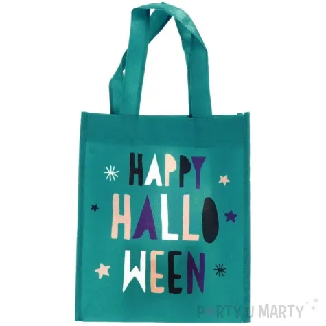torebka na slodycze happy halloween turkusowy folat 23 x 21 cm