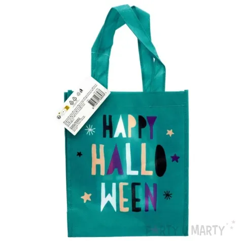 torebka na slodycze happy halloween turkusowy folat 23 x 21 cm