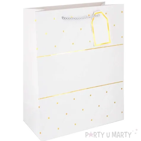 torebka papierowa klasyczna elegancja bialy partypal 44x31 cm