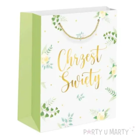 torebka prezentowa chrzest swiety eukaliptus partypal 15x20 cm
