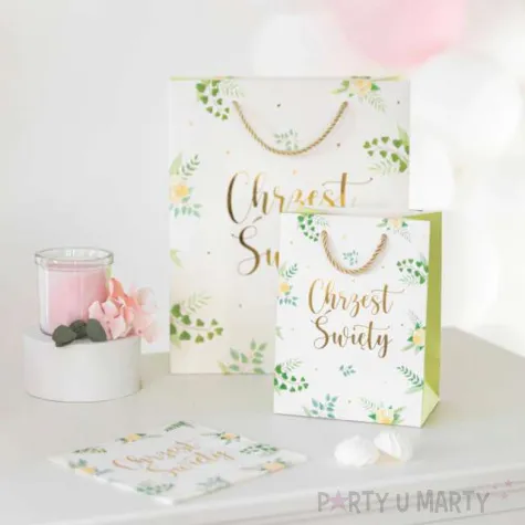 torebka prezentowa chrzest swiety eukaliptus partypal 26x32 cm