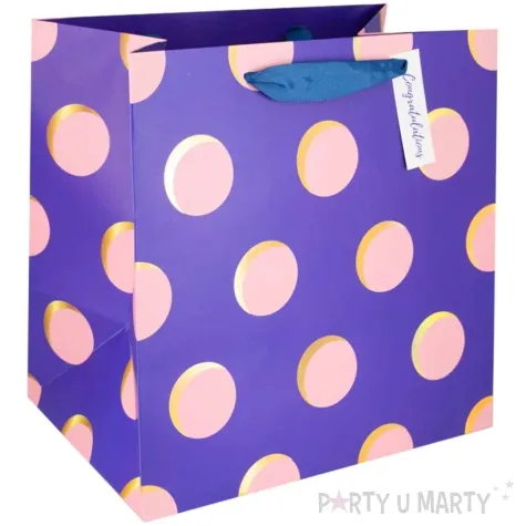 torebka prezentowa congratulations grochy rozowe partypal 23x23 cm