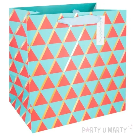 torebka prezentowa congratulations trojkaty rozowe partypal 23x23 cm