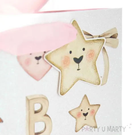 torebka prezentowa dzieciece atrybuty ciuchcia rozowy jasny partypal 23 x 17 5 x 10 cm