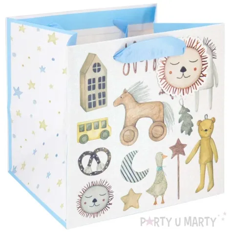 torebka prezentowa dzieciece atrybuty kon blekitny partypal 23 x 23 x 20 cm