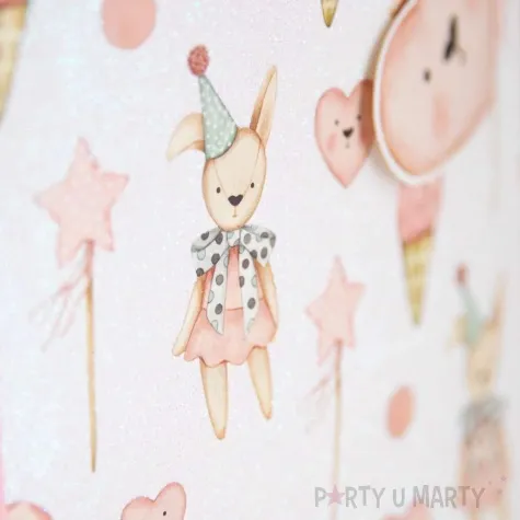torebka prezentowa dzieciece atrybuty lody rozowy jasny partypal 30 x 30 x 20 cm