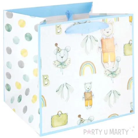 torebka prezentowa dzieciece atrybuty tecza blekitny partypal 23 x 23 x 20 cm