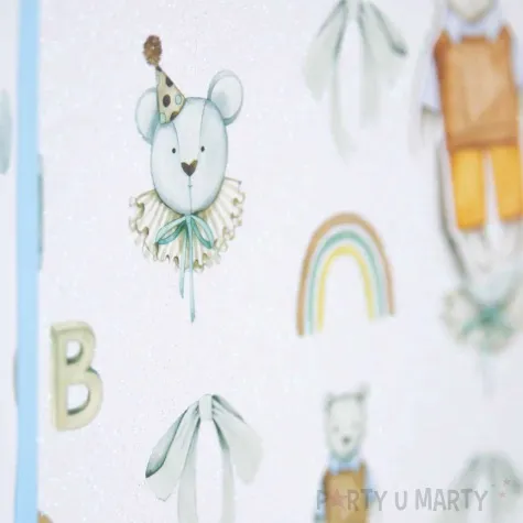 torebka prezentowa dzieciece atrybuty tecza blekitny partypal 30 x 30 x 20 cm