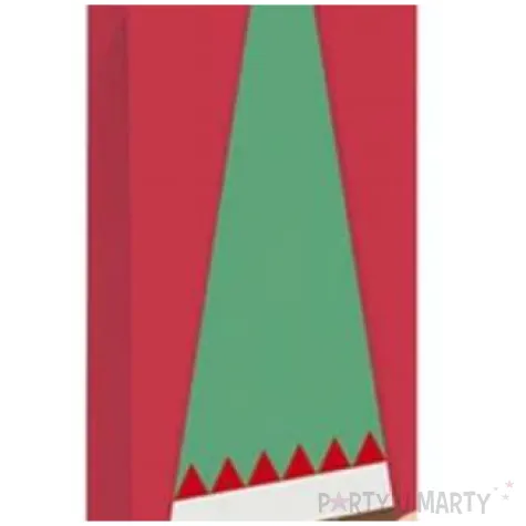 torebka prezentowa elf w czapce czerwona partypal 34x12x10 cm