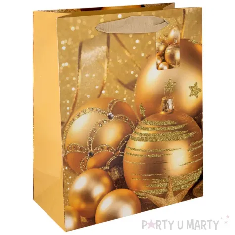torebka prezentowa golden christmas bombki partypal 50x38 cm