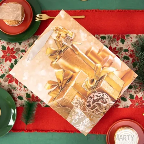 torebka prezentowa golden christmas bombki partypal 50x38 cm