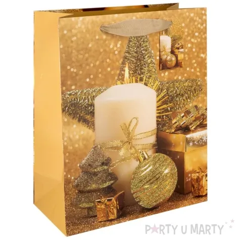 torebka prezentowa golden christmas swieczka partypal 14 5x11 5 cm