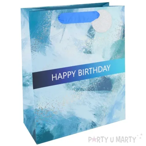 torebka prezentowa happy birthday pastel niebieski partypal 42x32 cm