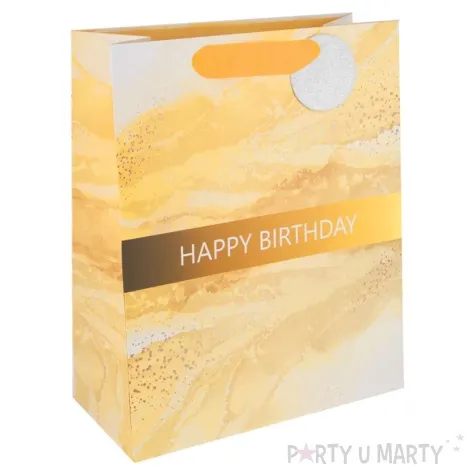 torebka prezentowa happy birthday pastel zolty partypal 42x32 cm