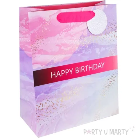 torebka prezentowa happy birthday pastele rozowy partypal 32x26 cm