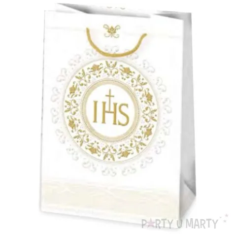 torebka prezentowa i komunia hostia duza zlota pol maki 29x40x12 cm