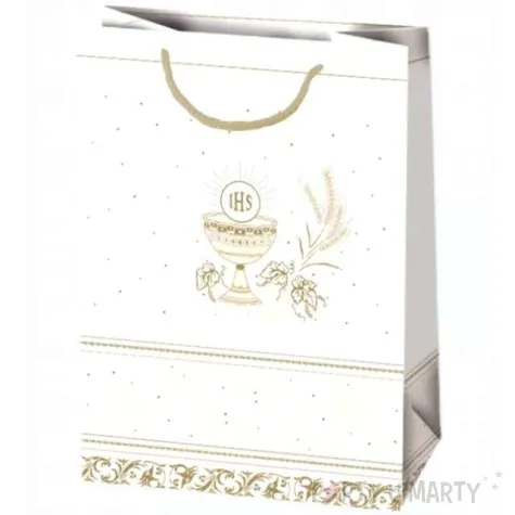 torebka prezentowa i komunia kielich z klosem pol maki 23x32x11 cm