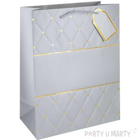 torebka prezentowa klasyczna elegancja szary partypal 32x26 cm