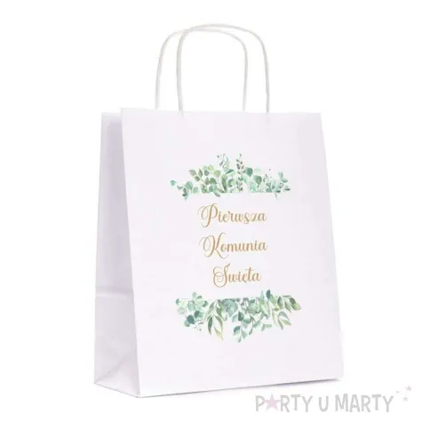 torebka prezentowa komunia swieta eukaliptus beauty 18x22 cm