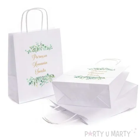 torebka prezentowa komunia swieta eukaliptus beauty 18x22 cm
