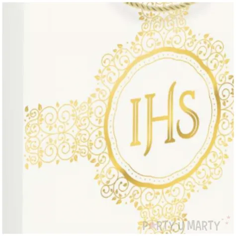 torebka prezentowa komunia swieta ihs krzyz partypal 15x20 cm