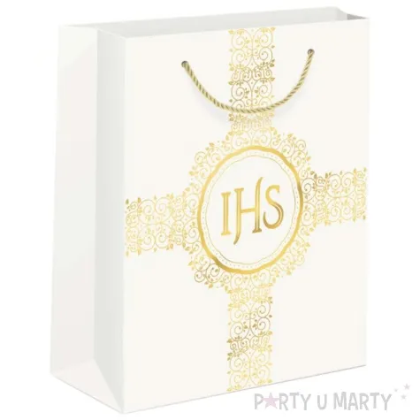 torebka prezentowa komunia swieta ihs krzyz partypal 26x32 cm