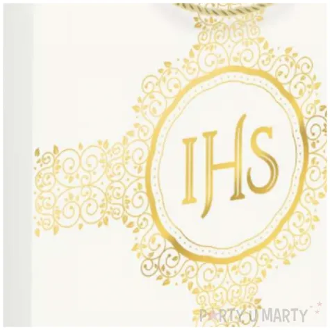 torebka prezentowa komunia swieta ihs krzyz partypal 26x32 cm