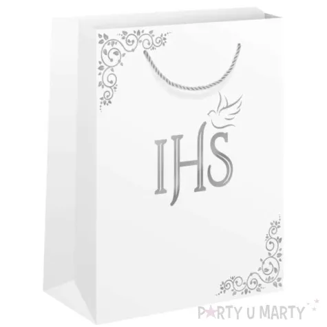 torebka prezentowa komunia swieta ihs z golebica partypal 32x26x12 cm
