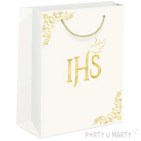 torebka prezentowa komunia swieta ihs zdobiona krawedz partypal 15x20 cm