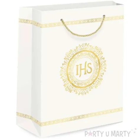 torebka prezentowa komunia swieta ihs zdobione pasy partypal 15x20 cm