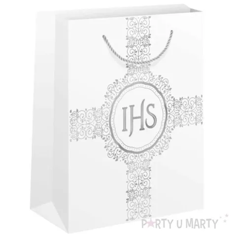 torebka prezentowa komunia swieta krzyz ihs partypal 32x15x12 cm