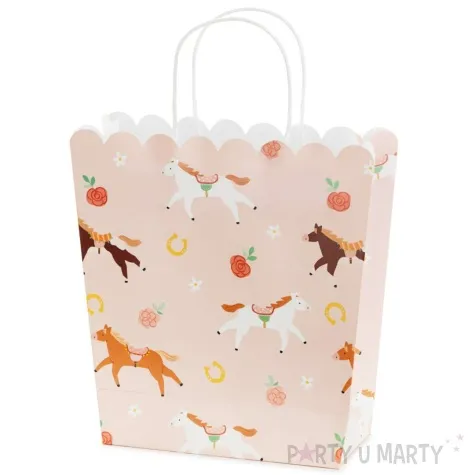 torebka prezentowa konie rozowy jasny partydeco 32 x 22 x 8 5 cm