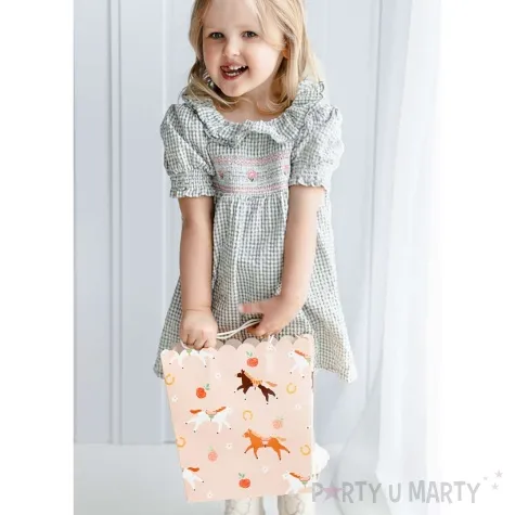 torebka prezentowa konie rozowy jasny partydeco 32 x 22 x 8 5 cm