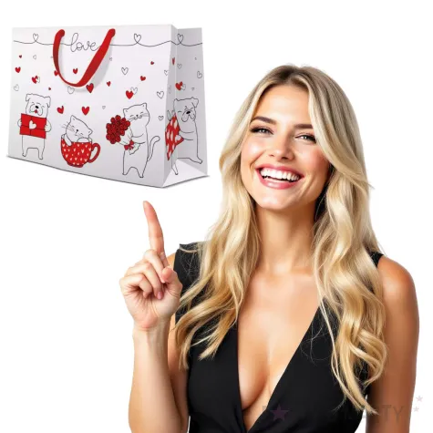 torebka prezentowa kotek paw 26x33 cm