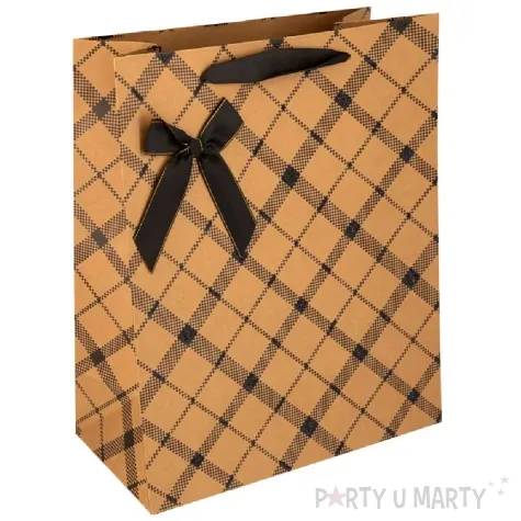 torebka prezentowa kratka duza ukosna brazowy partypal 42 x 32 cm