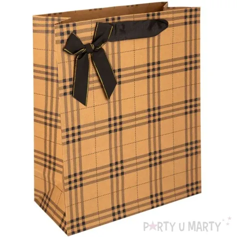 torebka prezentowa kratka mala brazowy partypal 23 x 17 5 cm