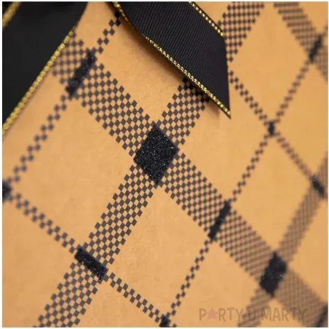 torebka prezentowa kratka mala gesta ukosna brazowy partypal 23 x 17 5 cm