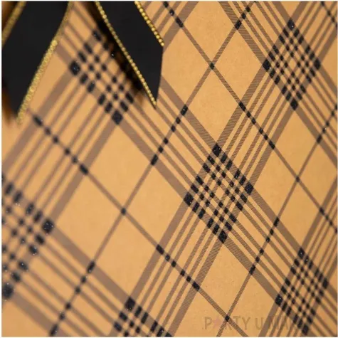 torebka prezentowa kratka srednia szeroka brazowy partypal 30 x 27 cm