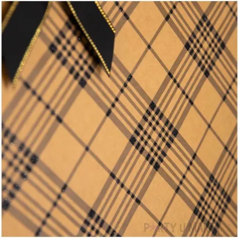 torebka prezentowa kratka szeroka duza brazowy partypal 36 x 26 cm