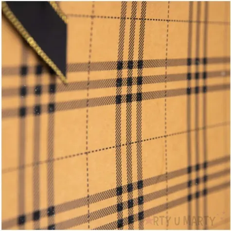 torebka prezentowa kratka szeroka duza gesta ukosna brazowy partypal 36 x 26 cm