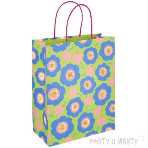 torebka prezentowa kwiaty duet zielony partypal 32 x 26 x 12 cm