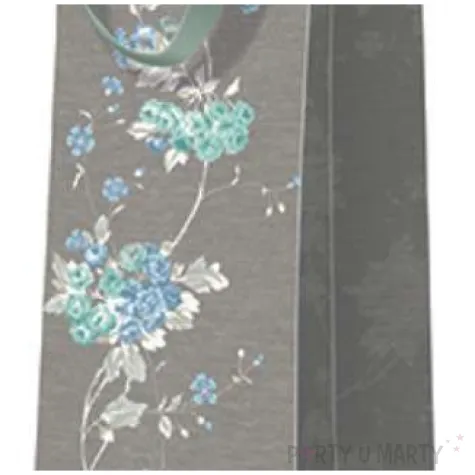 torebka prezentowa kwiaty szara paw 12x37x10 cm