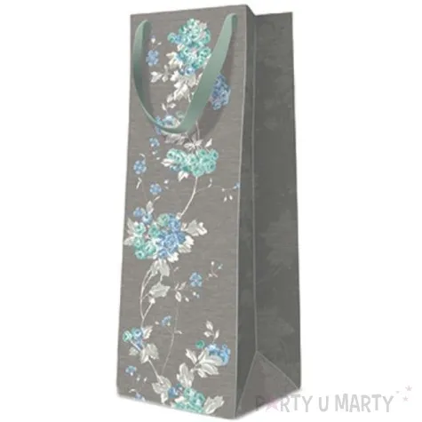 torebka prezentowa kwiaty szara paw 12x37x10 cm