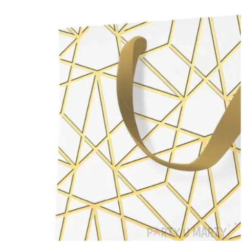 torebka prezentowa luxury mesh bialo zloty paw 20 x 25 x 10 cm