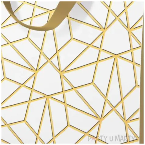 torebka prezentowa luxury mesh bialo zloty paw 20 x 25 x 10 cm