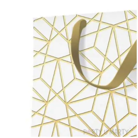 torebka prezentowa luxury mesh bialo zloty paw 26 5 x 13 x 33 5 cm